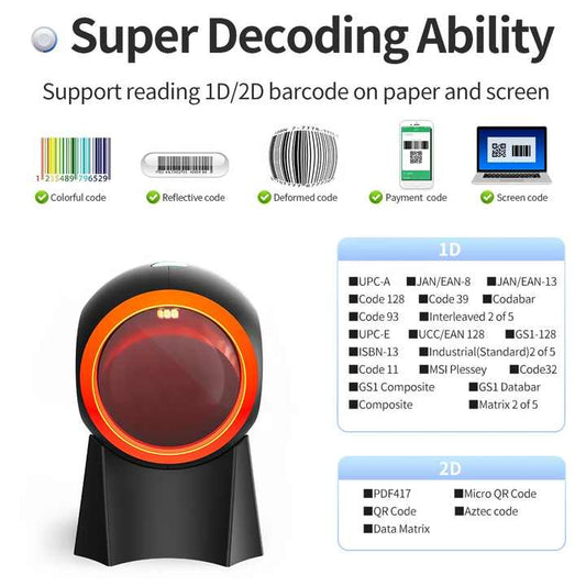1D/2D Scanner Desktop  Reader for Cashier/Bookshop/Supermarket